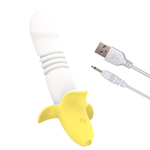 Мощный стимулятор в форме банана с возвратно-поступательными движениями Banana - 19,3 см. (Цвет: белый с желтым)