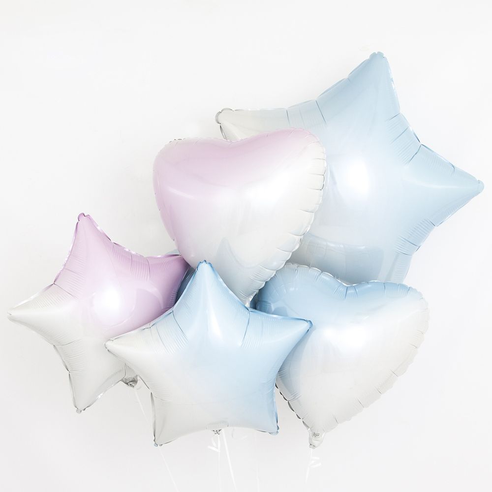 Шар (32"/81 см) Звезда, Голубой, градиент 1 шт.