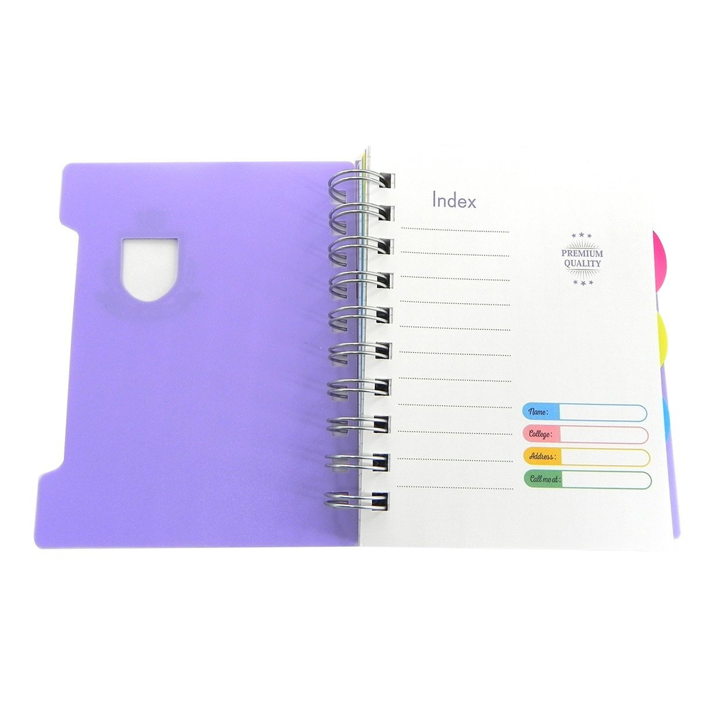 Блокнот А6, Alingar, гребень, пластиковая обложка, с разделителями, ассорти, клетка, 120 л., "Пастельные тона. Премиум"