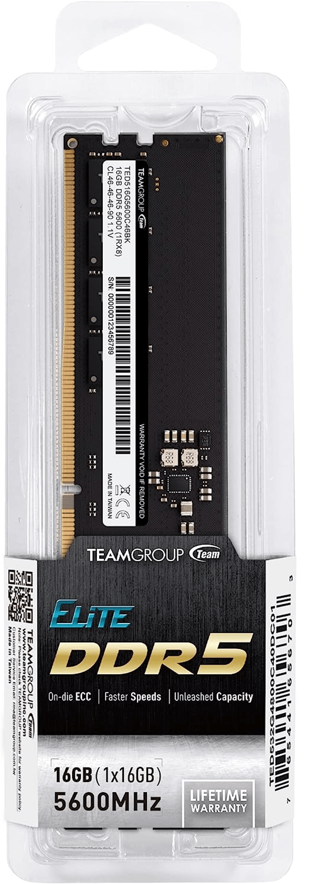Оперативная память 16GB 5600MHz DDR5 Team Group ELITE PC5-44800 CL-46 TED516G5600C4601