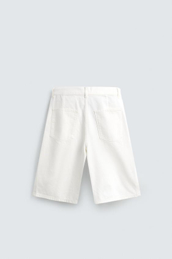 ZARA ШОРТЫ RELAXED FIT СО СКЛАДКАМИ, БЕЛЫЙ