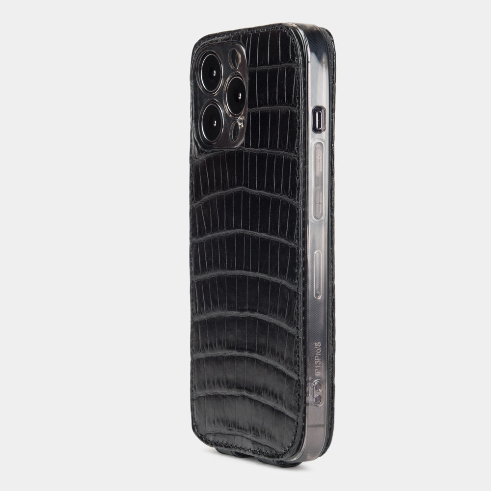 Чехол кожаный для iPhone 13 Pro черного цвета