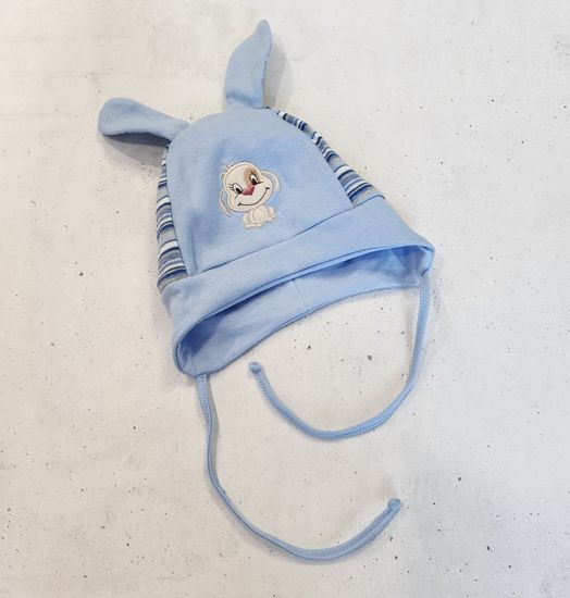 Шапочка хлопок с ушками, Собачка , голубая 44