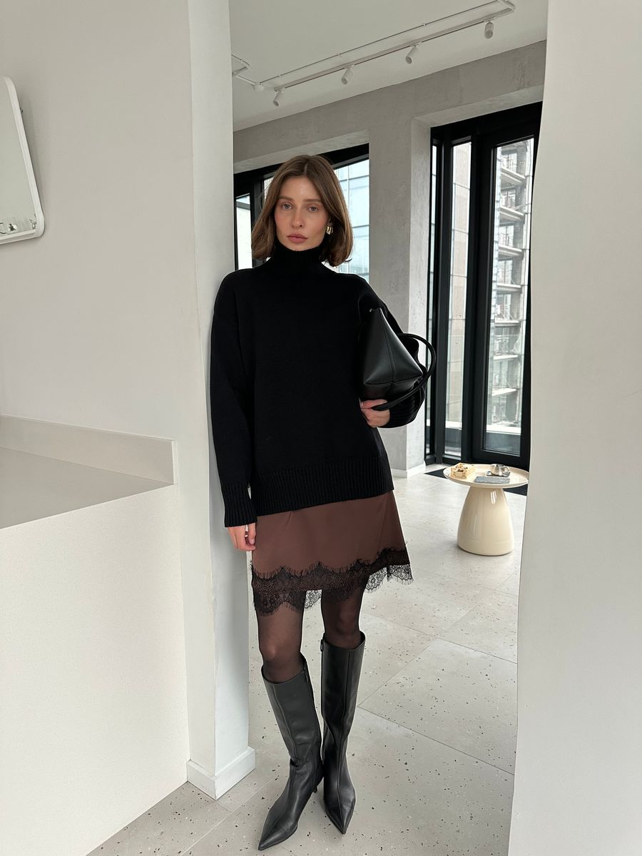 Свитер из шерсти мериноса OVER черный