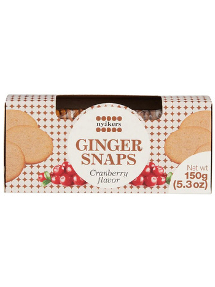 Шведское имбирное печенье Nyakers GINGER SNAPS Cranberry 150 г, с натуральным вкусом клюквы, по традиционному рецепту