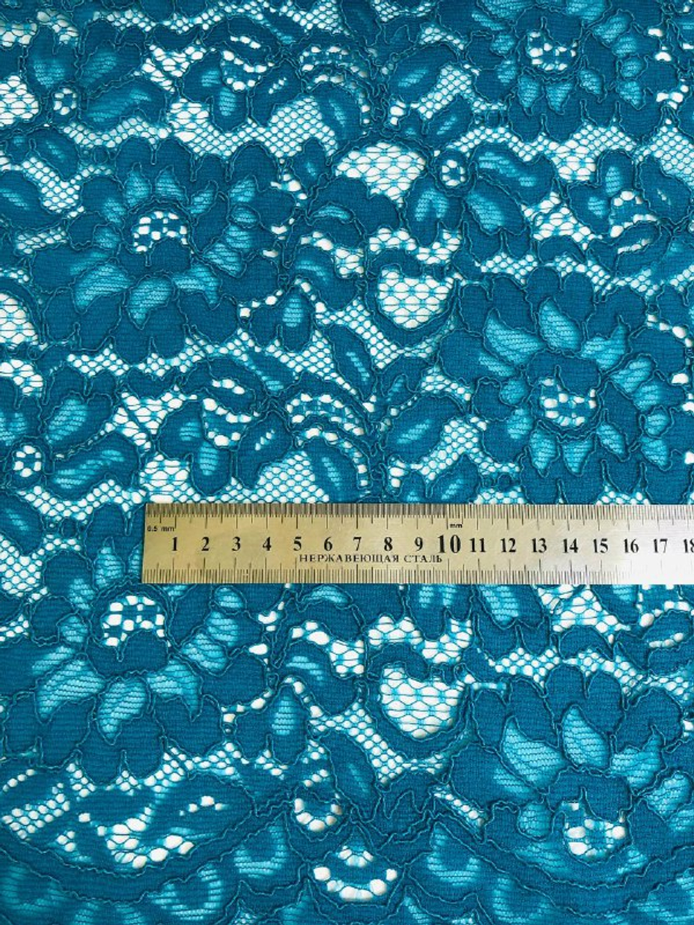 Кружевное полотно, кордовое, бирюза