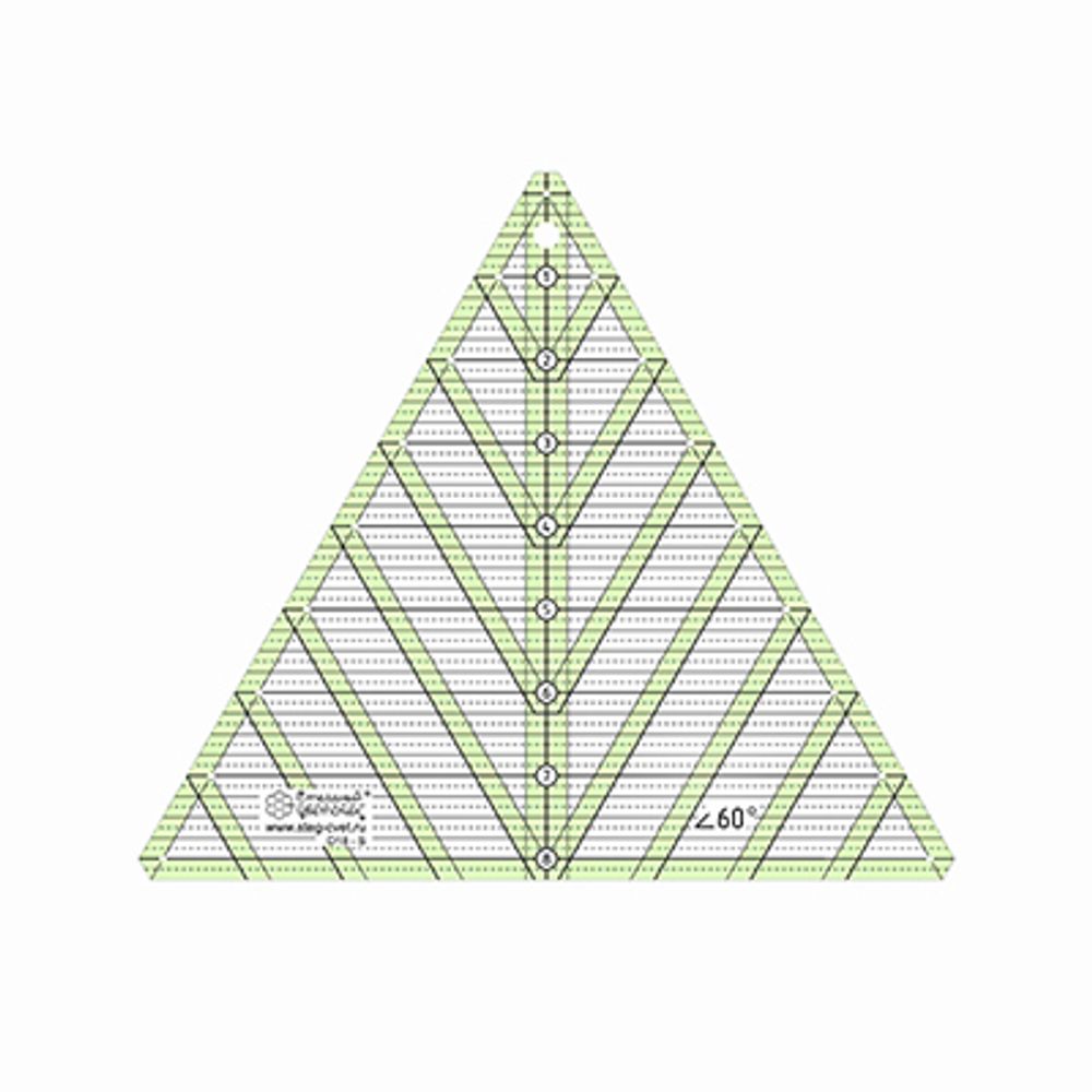 Треугольная линейка для пэчворка в дюймах с углом 60° (арт. D18-S)