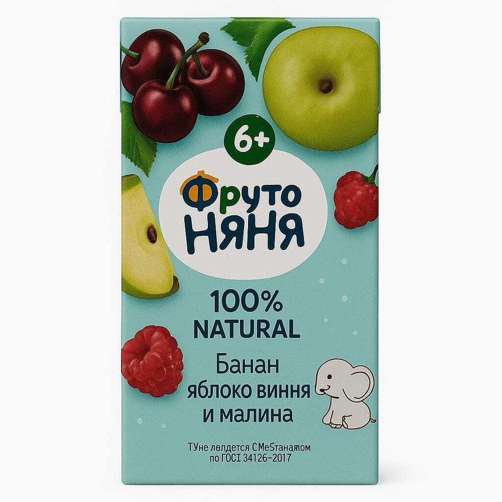 Сок Фруто Няня банан яблоко вишня и малина 0,2 л