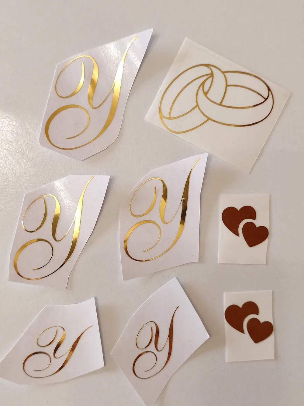 Наклейки свадебные зеркальное золото инициалы " У "