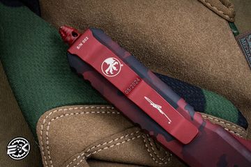 Нож Microtech Ultratech Red Camo Cerakote T/E Tanto Serrated 123-3RCS