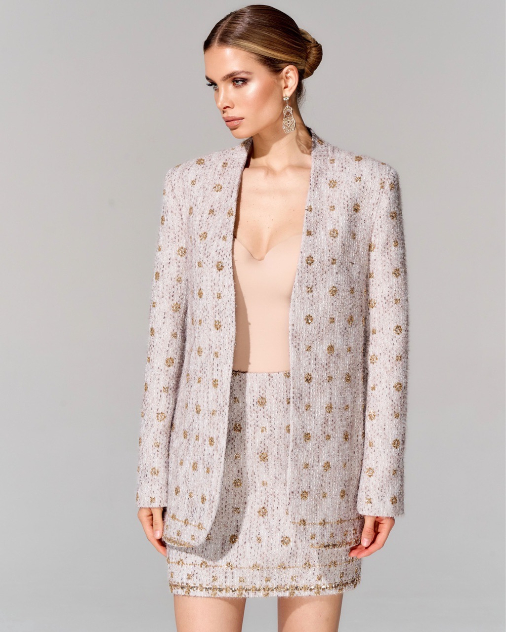 Юбка длины мини из премиального твида