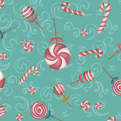 seamless pattern with candies, lollipops and stars Vintage backdrop for Christmas design