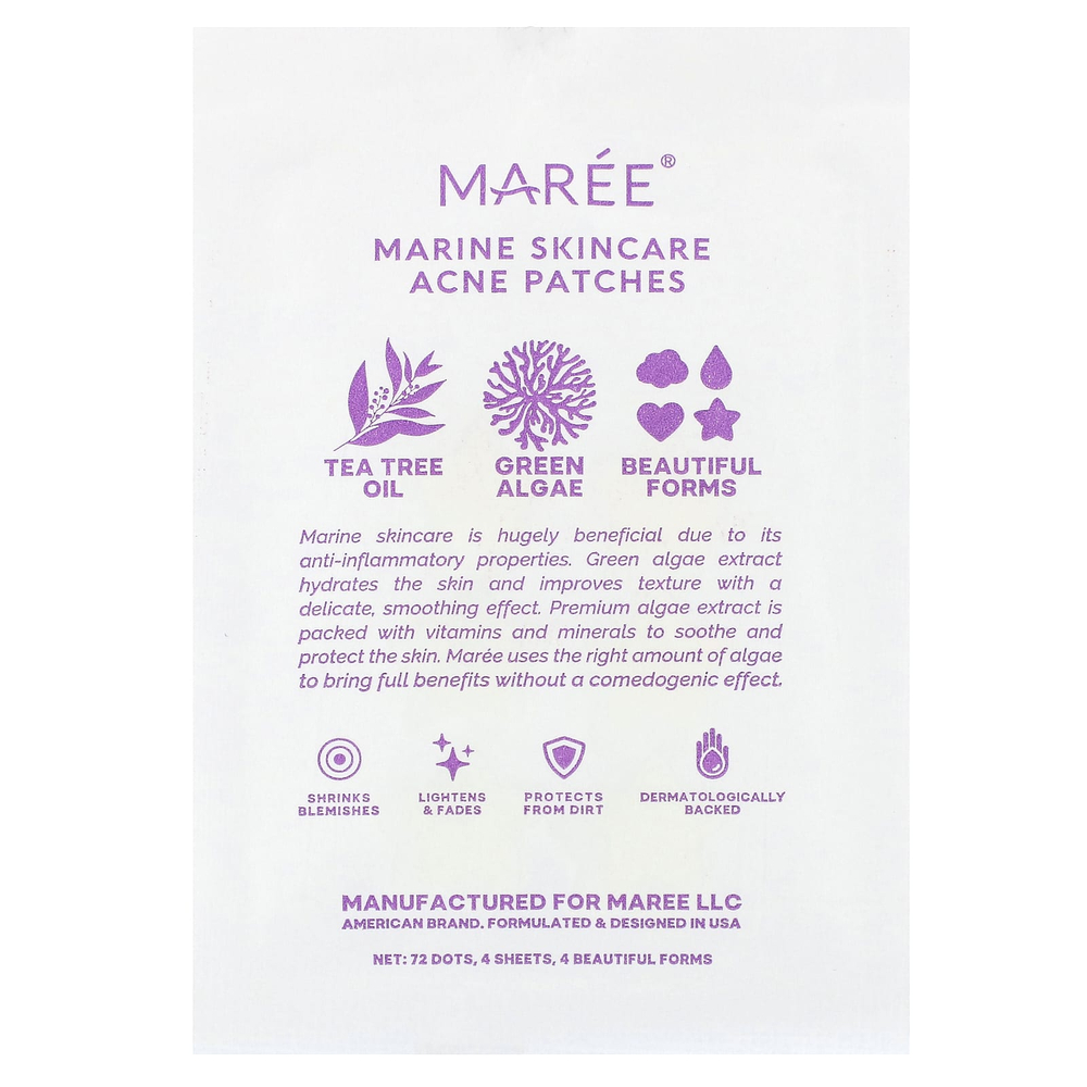 Maree, морские патчи от акне, для ухода за кожей, 72 точки