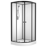 Душевая кабина Loranto NEO 90x90x(190+15) с низким поддоном 15см, прозрачное закаленное стекло 5 мм, задние стеклянные стенки белые, профиль черный-матовый (CS-22109)