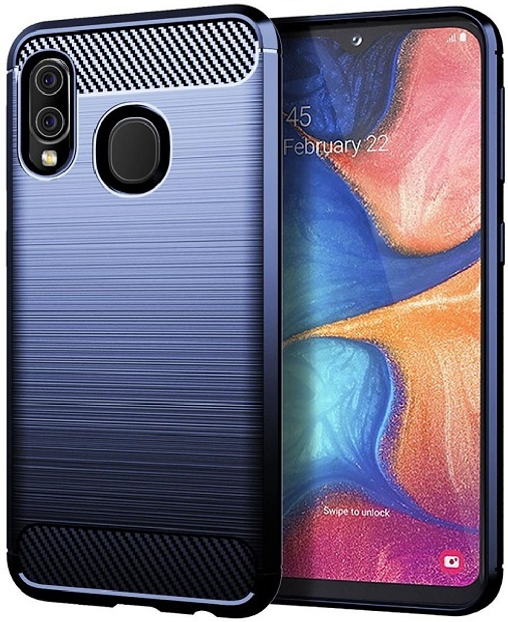 Чехол для Samsung Galaxy A20 (Galaxy A30, M10S) цвет Blue (синий), серия Carbon от Caseport