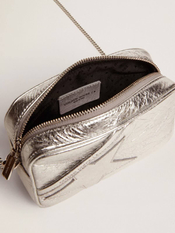 Mini Star Bag in silver laminated leather with tone-on-tone star