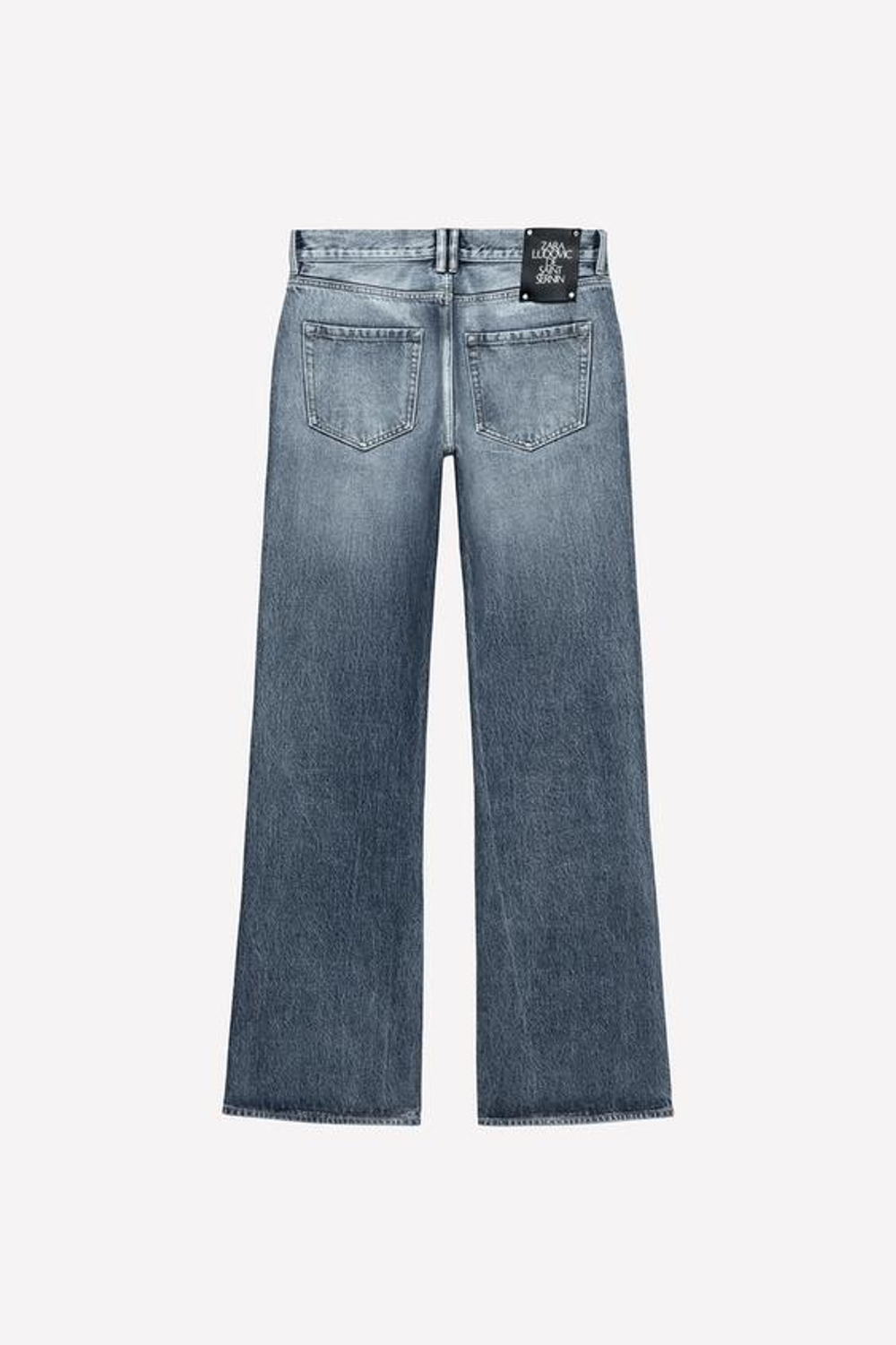 ZARA X LUDOVIC DE SAINT SERNIN ДЖИНСЫ-КЛЕШ ИЗ ВОЩЕНОЙ ТКАНИ, СИНИЙ