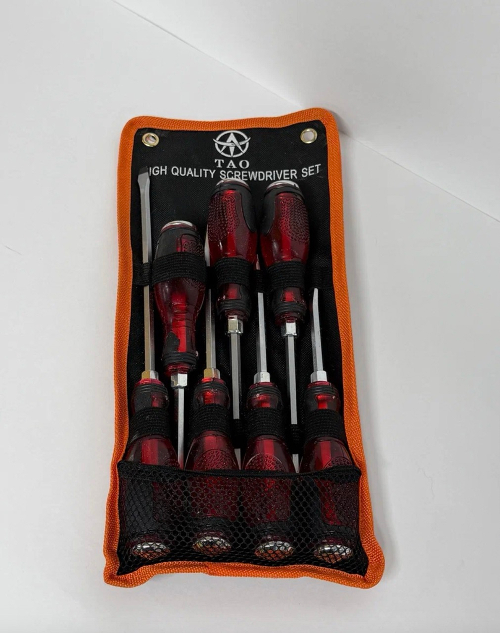 Набор отверток ударных 7 штук PH и SL, усиленные стержни из стали CrV и металлический затыльник, двухкомпонентные рукоятки, ударная отвертка, красный, TG (1 шт.)