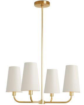 Золотая люстра “Ансель” с белыми абажурами