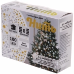 Гирлянда для дома 9,5м 100 ламп LED прозрач.пров.,8 реж, IP-20, Белый (возможность соединения)