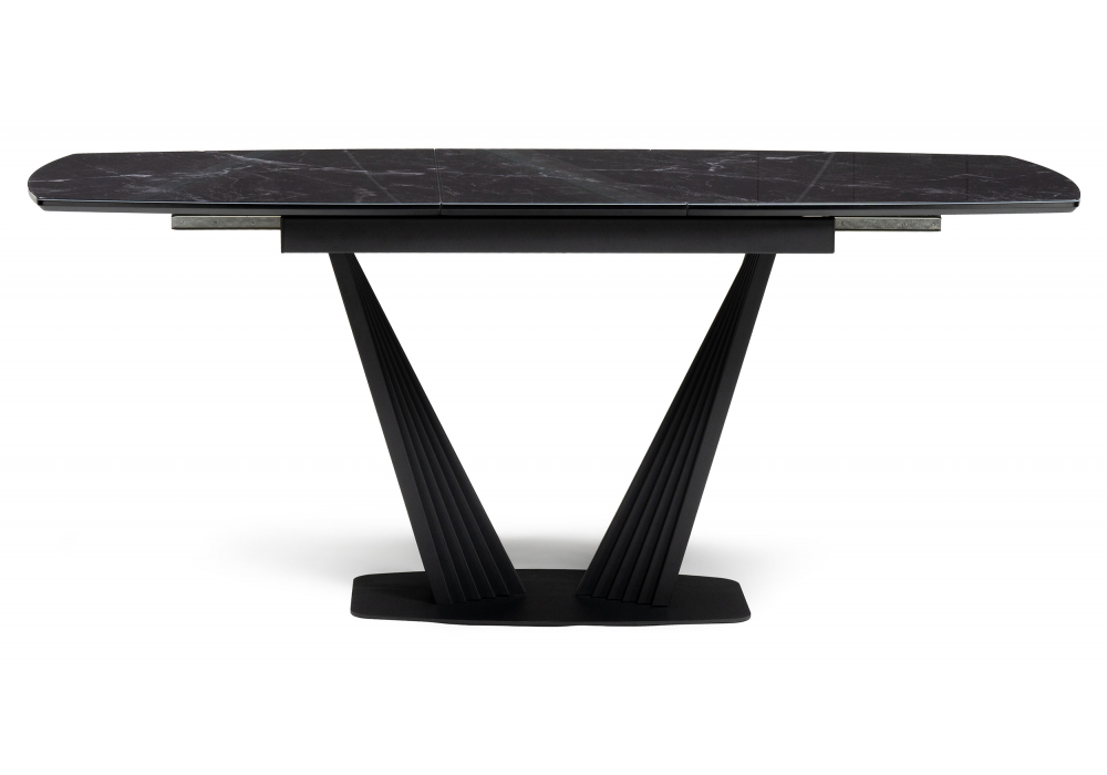 Стол стеклянный Woodville Вейл 140(180)х80 черный мрамор, черный