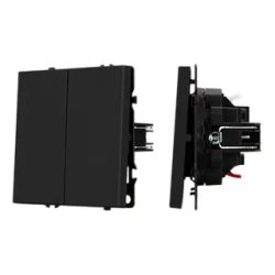 Механизм выключателя двухклавишный перекрёстный SWT-NOBE-MKX2-SFPL-BK (230V, 10A) (Arlight, Черный оникс) 061790