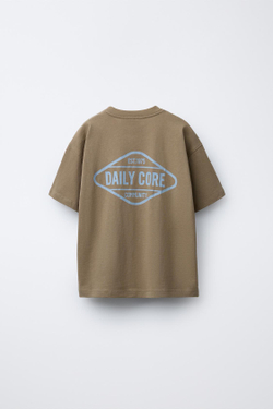 ZARA ФУТБОЛКА С ЛОГОТИПОМ, КОРИЧНЕВЫЙ