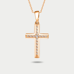Крест женский из розового золота 585 пробы с фианитами (арт. 03-3832)