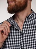 Рубашка-косоворотка Варгградъ мужская чёрно-белая клетка