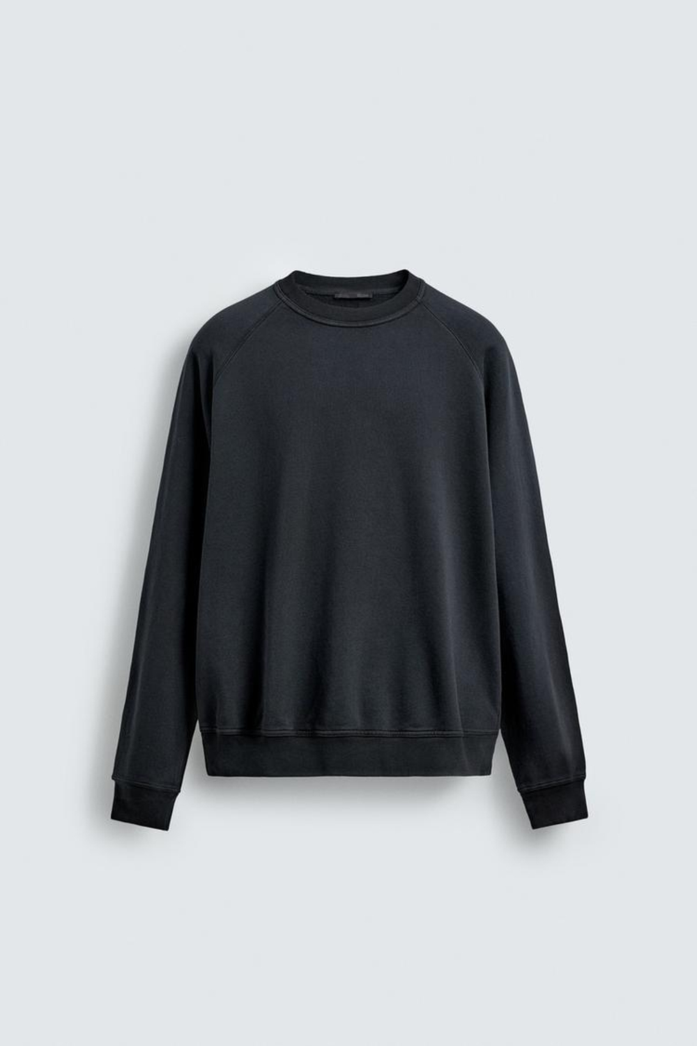 ZARA ТОЛСТОВКА С КРУГЛЫМ ВЫРЕЗОМ И ЭФФЕКТОМ ПОТЕРТОСТИ, АНТРАЦИТОВО-СЕРЫЙ