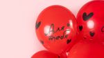 Шар (12''/30 см) Я Тебя Люблю ... (сердечки), Красный (230), пастель, 4 ст, 25 шт.
