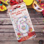 Свеча для торта Цифра Яркие краски «6» 6 см