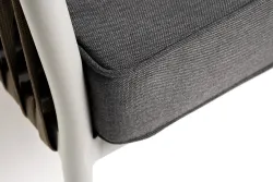 "Касабланка" диван 3-местный плетеный из роупа, каркас алюминий светло-серый (RAL7035) муар, роуп серо-коричневый 23мм, ткань серая 017