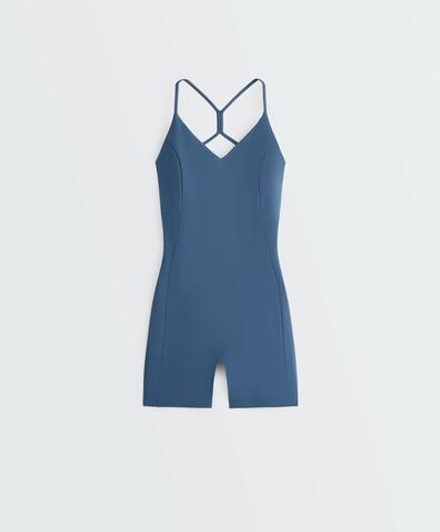 Oysho Комбинезон Comfortlux с перекрестными бретелями, серо-синий