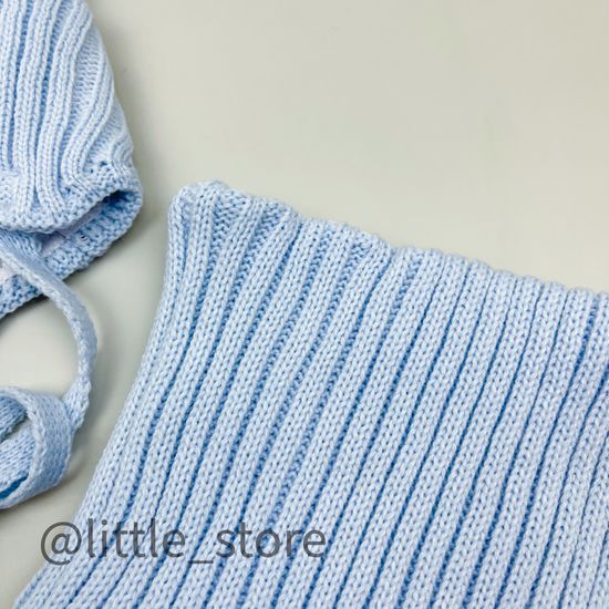 Шапка демисезонная со снудом "Панда" Нежно-голубая