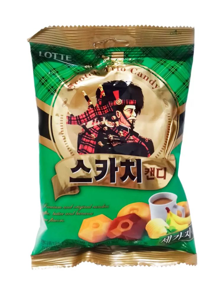 Карамель Lotte Скотч Трио сливки, кофе, банан 157 г, 3 шт