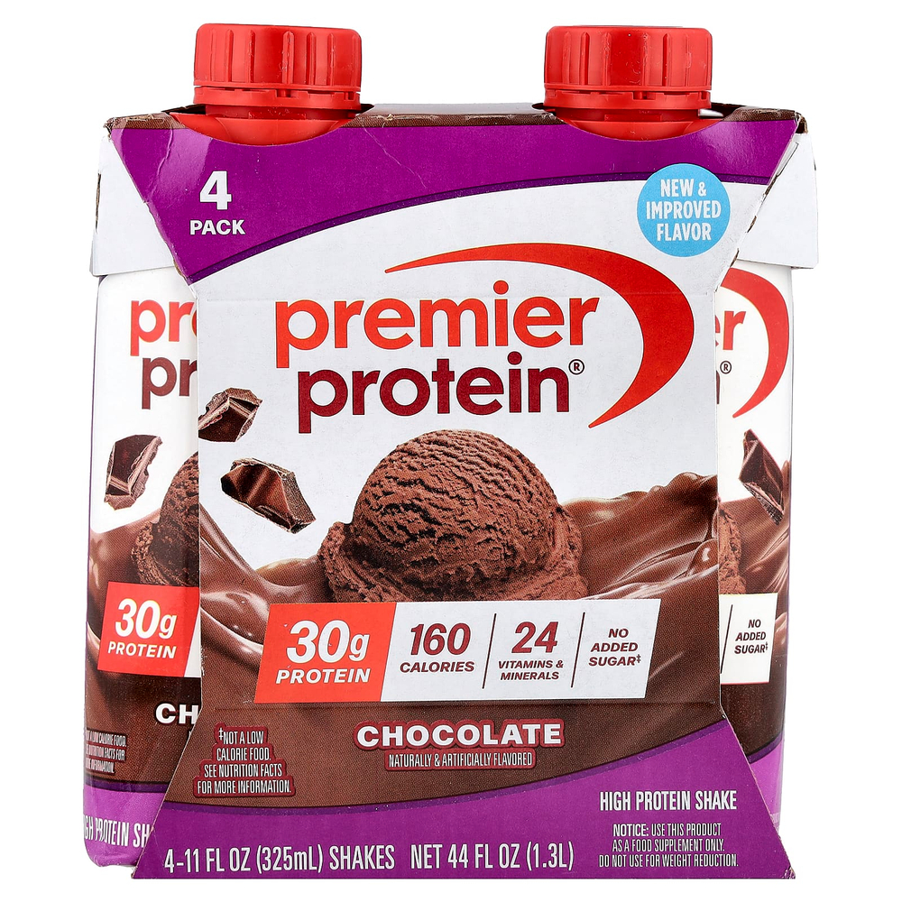 Premier Protein, высокопротеиновый коктейль, шоколадный вкус, 4 шт. по 325 мл (11 жидк. унций)