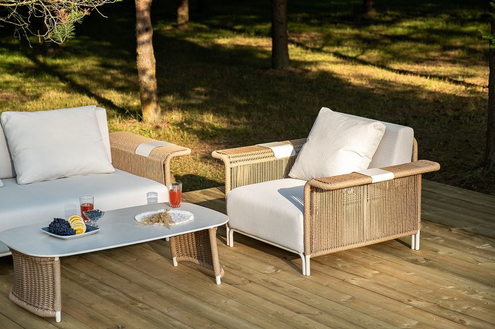 "Мальдивы" лаунж-зона из искусственного ротанга, цвет соломенный