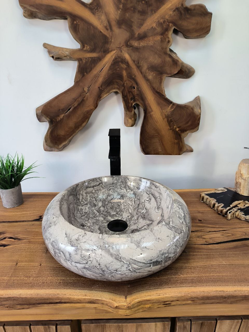 Раковина из мрамора Donut Doreng Grey DM-65867 45х45х13