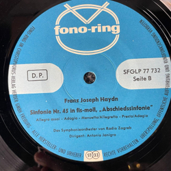 Винтажная виниловая пластинка LP Joseph Haydn Йозеф Гайдн, Симфония Sinfonie Nr. 44, 45 (Германия 1969)