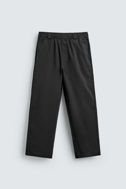 ZARA ХЛОПКОВЫЕ БРЮКИ RELAXED FIT, ЧЕРНЫЙ