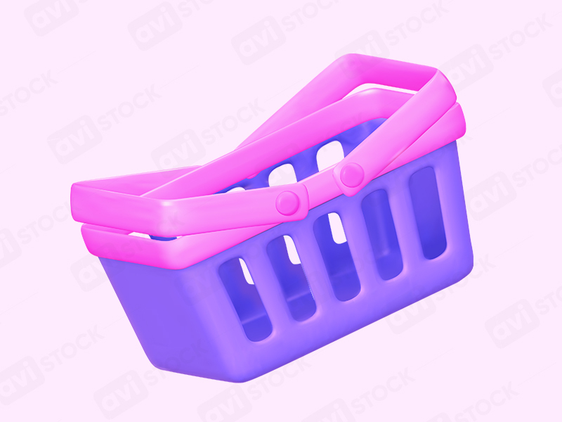 3D корзина для покупок — иконка онлайн-магазина