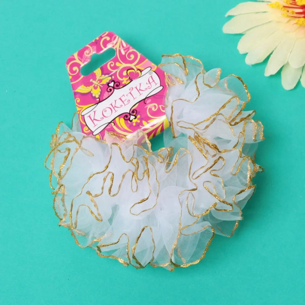 Резинка для волос детская «Magic Girls», золотая окантовка, цвет белый, d-13см