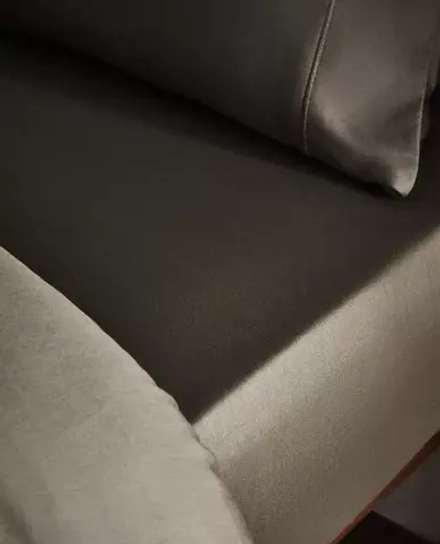 ZARA HOME (300 НИТЕЙ) НАТЯЖНАЯ ПРОСТЫНЯ ИЗ ХЛОПКА, УГОЛЬНЫЙ