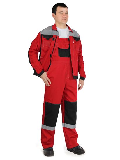 Костюм "Модуль" полукомбинезон (красный/черный/св.серый)