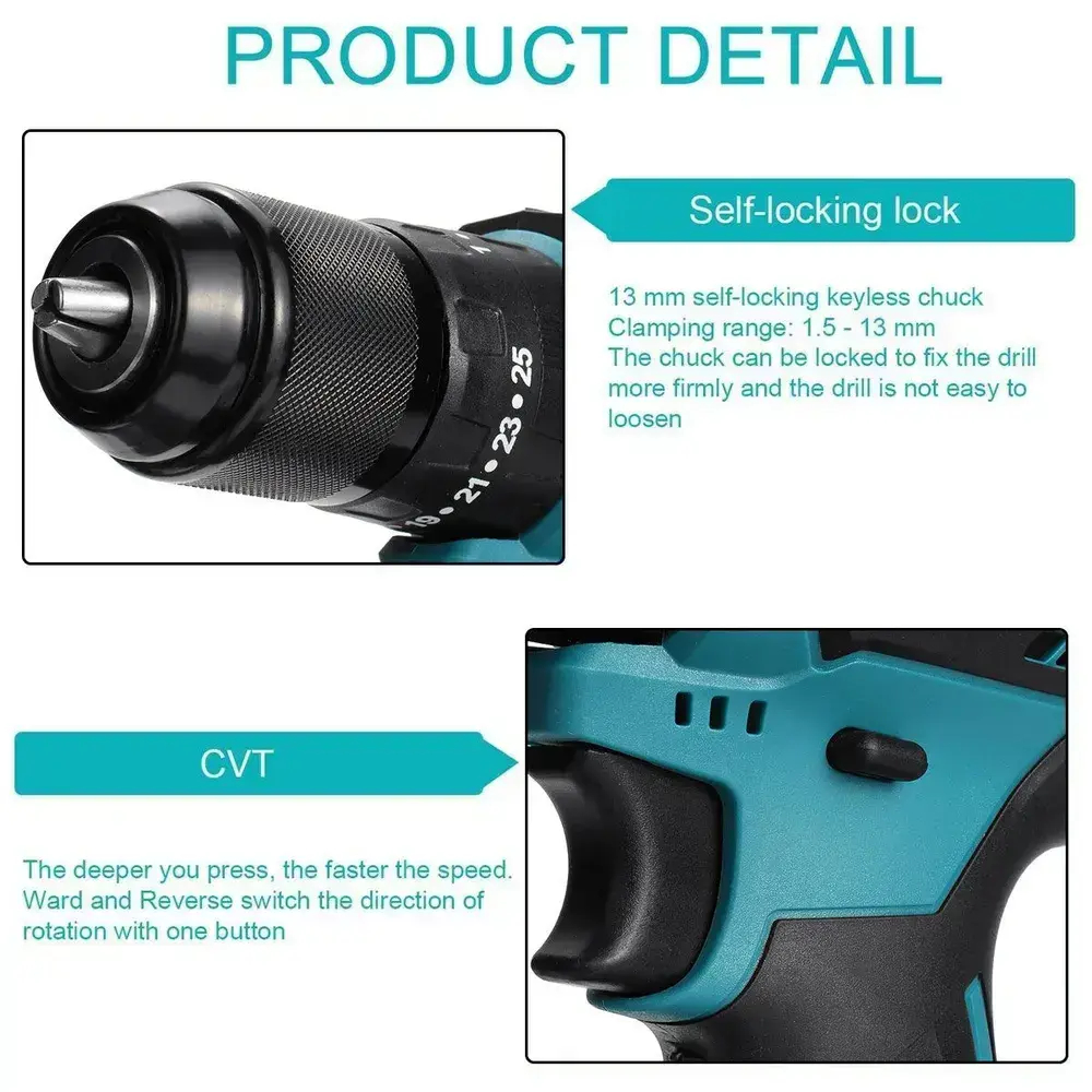 OKALEE 21 В, 800 Нм Шуруповерт аккумуляторный бесщеточный, Применимо к аккумуляторам Makita