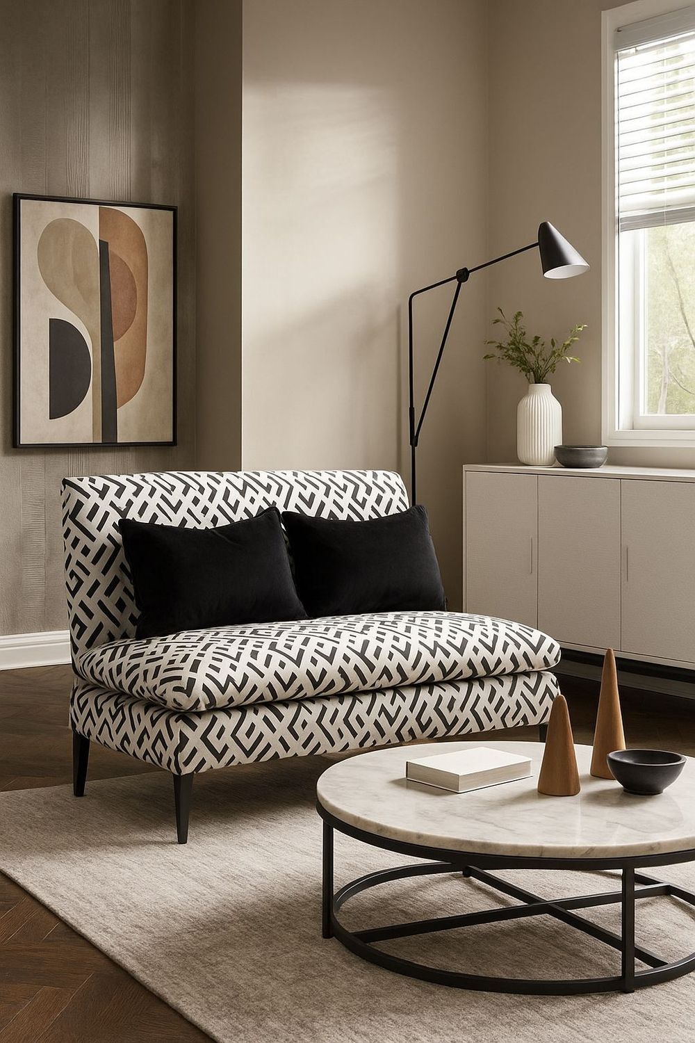 Диван двухместный Ist Casa Пати, 123х82х71, черно-белый