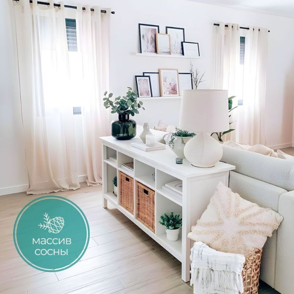 Тумба, 157х74х40, Кантри 00, с открытыми полками, белый лак