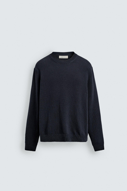 ZARA СВИТЕР ИЗ ХЛОПКА И ЛЬНА, МОРСКОЙ СИНИЙ