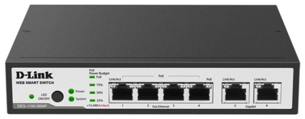 Коммутатор D-link DES-1100-06MP/A1A